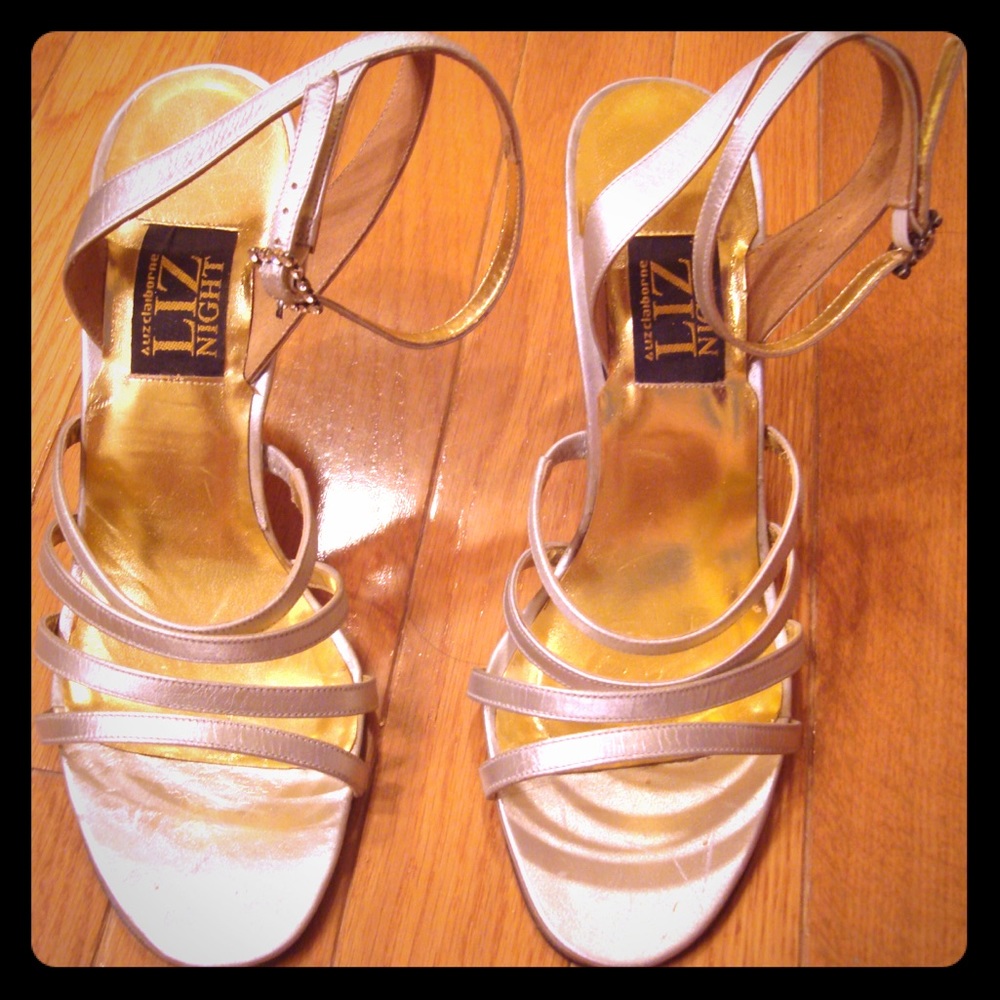 Liz Claiborne Metallic Silver Strappy Sandals